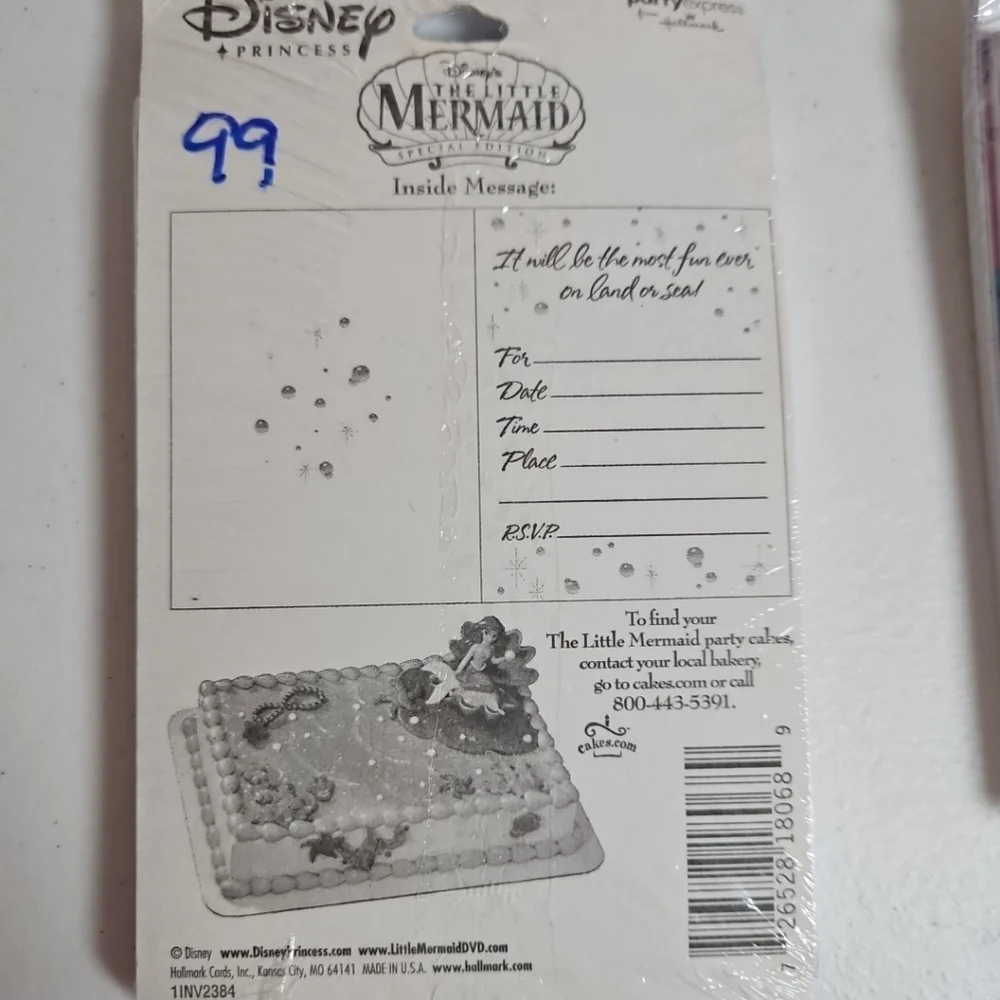 2 Vintage Disney Princess The Little Mermaid Party Invitations 8 Packs Envelopes